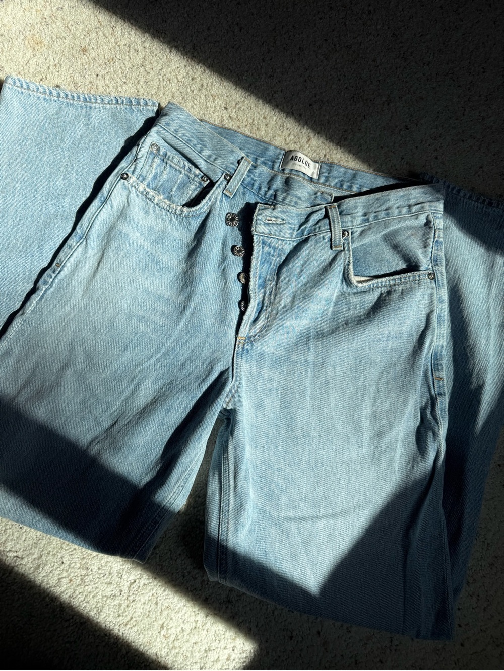 Agolde Light Wash Relaxed Women's Jeans with Button Fly